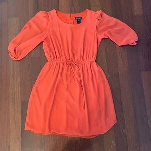 Coral colored chiffon dress